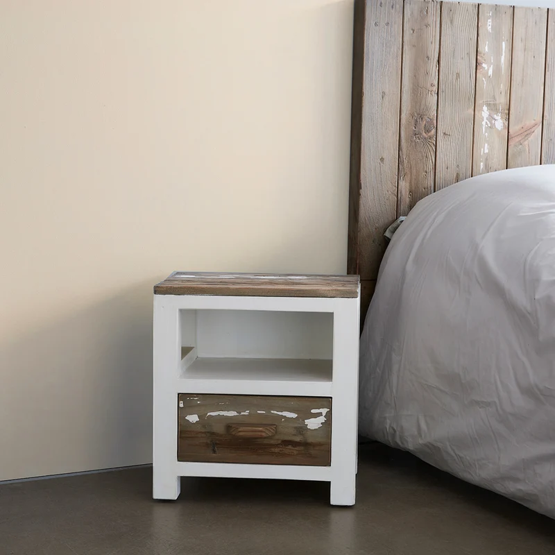 Mesita de noche de madera maciza reciclada 45 cm