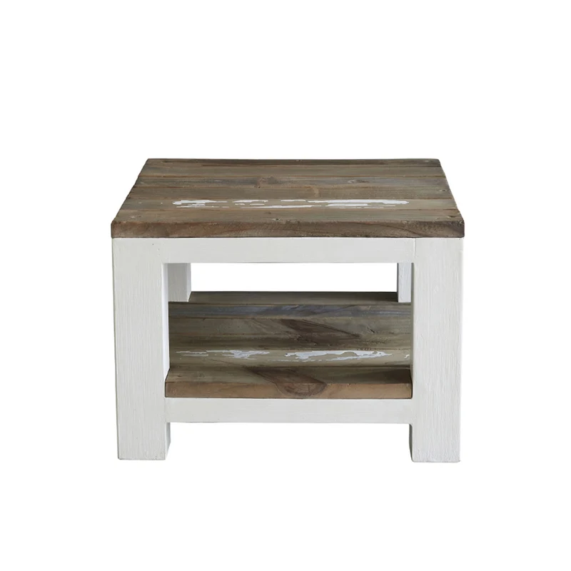 Mesita de noche de madera maciza reciclada 30 cm