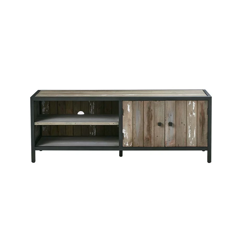 Mueble de TV de madera maciza reciclada y metal 150 cm