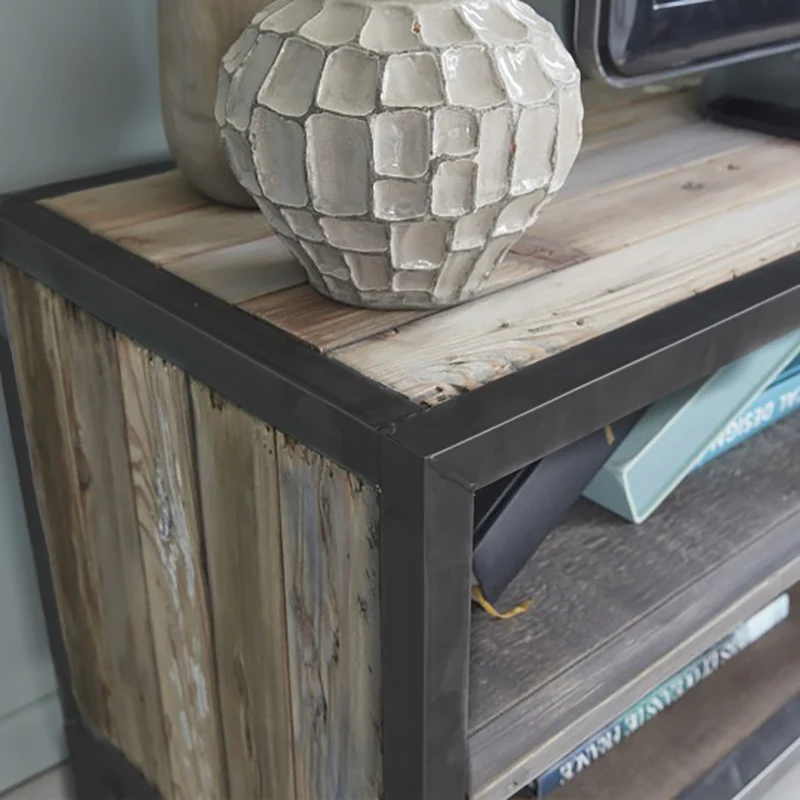 Mueble de TV de madera maciza reciclada y metal 150 cm
