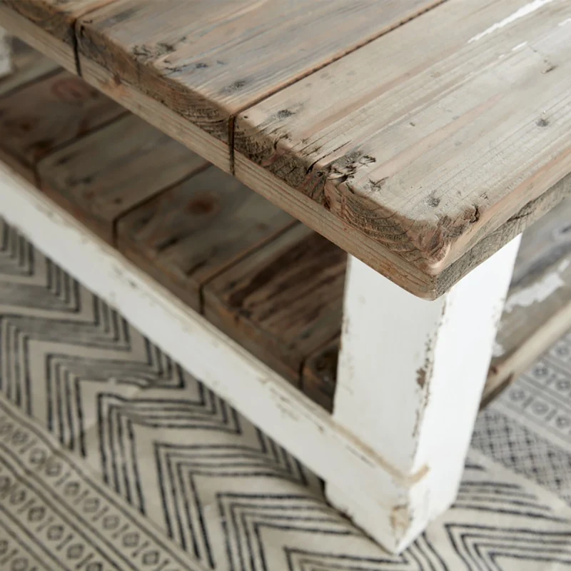 Mesa de centro de madera maciza reciclada 140 cm