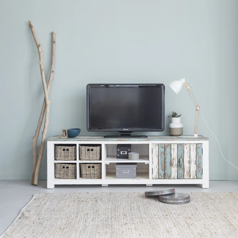 Mueble de TV de madera maciza reciclada 180 cm