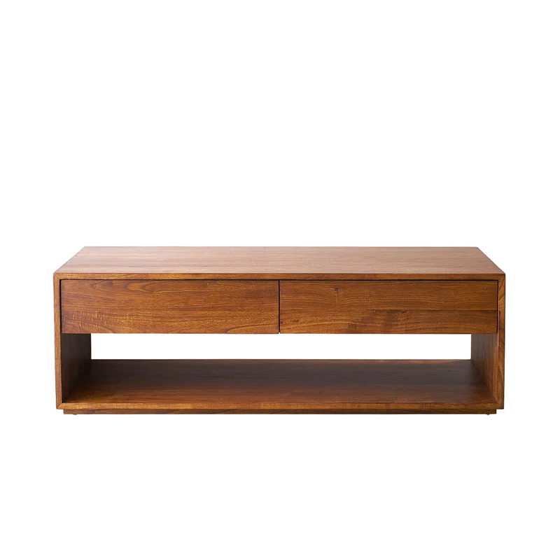 Mesa de centro de mindi macizo acabado nogal 140 cm