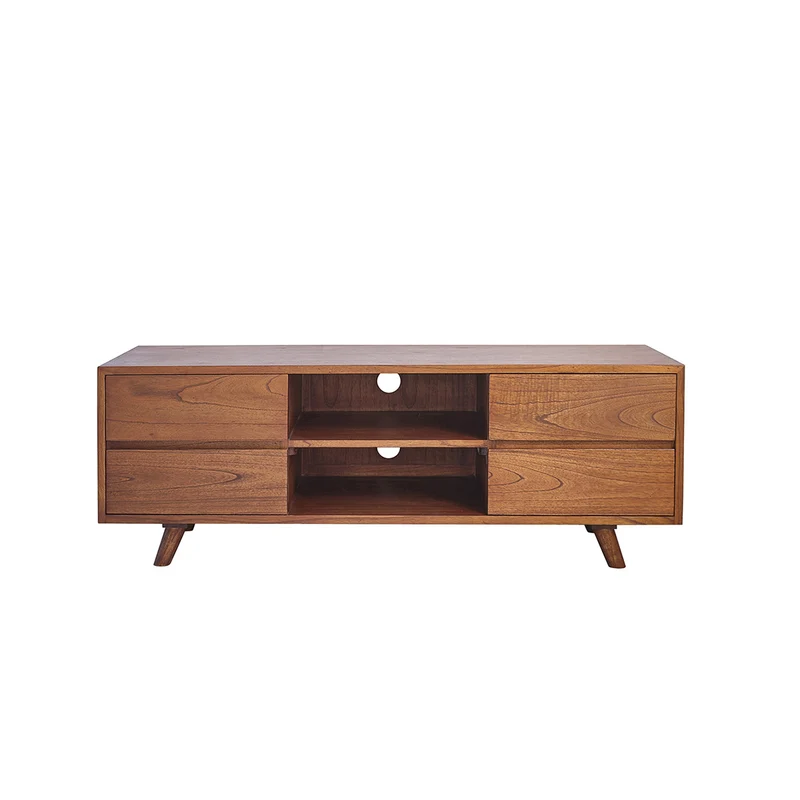 Mueble de TV de mindi macizo acabado nogal 140 cm