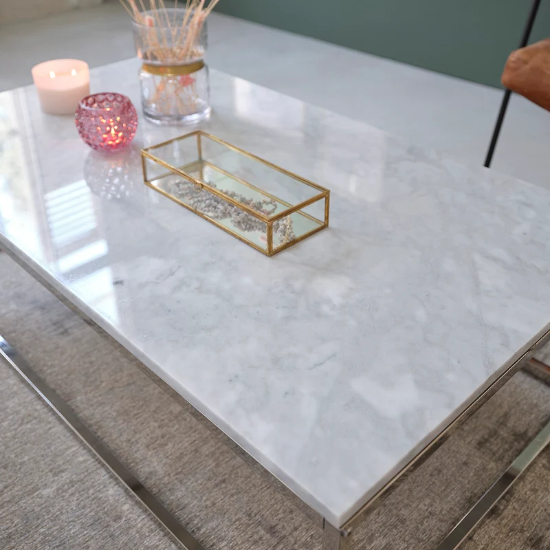 Mesa de centro de mármol y metal 120 cm