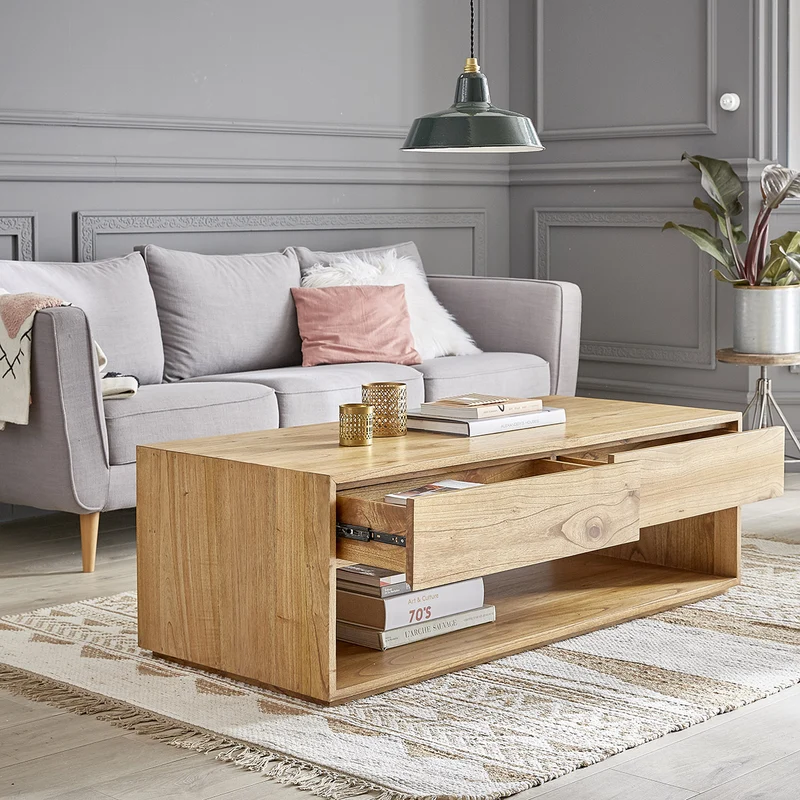 Mesa de centro de mindi macizo 140 cm