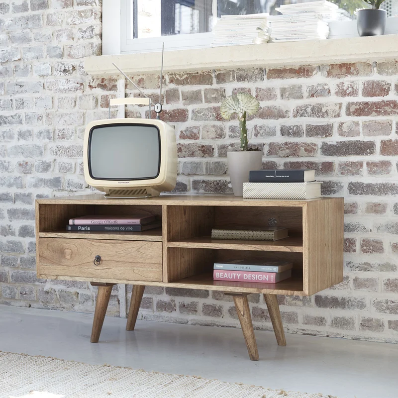 Mueble de TV de mindi macizo 110 cm