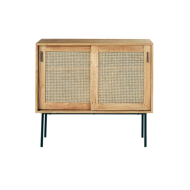 Cómoda de mindi macizo y rejilla 100 cm