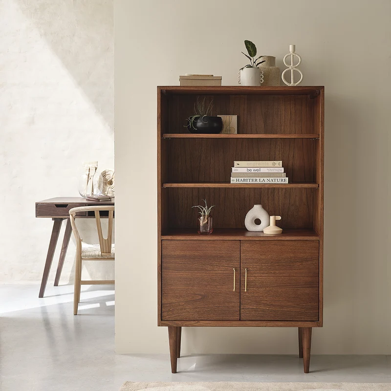 Librería de mindi macizo acabado nogal 85 cm