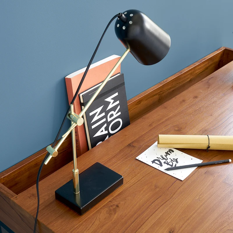 Escritorio de teca maciza y metal 120 cm