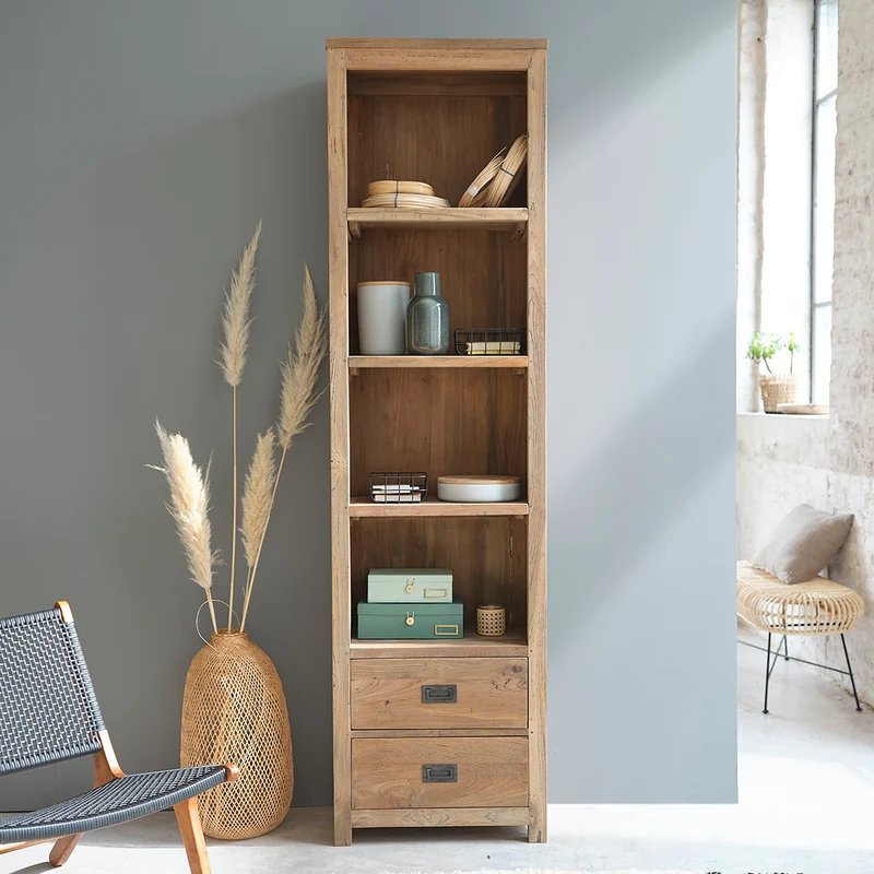Librería de teca maciza reciclada de 60 cm