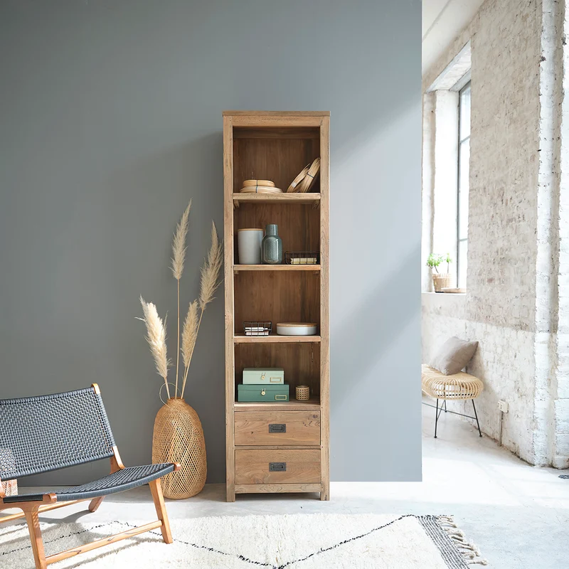 Librería de teca maciza reciclada de 60 cm