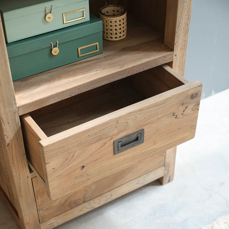 Librería de teca maciza reciclada de 60 cm