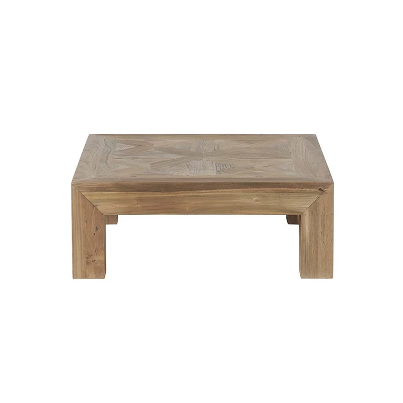 Mesa baja de teca maciza reciclada de 100 cm