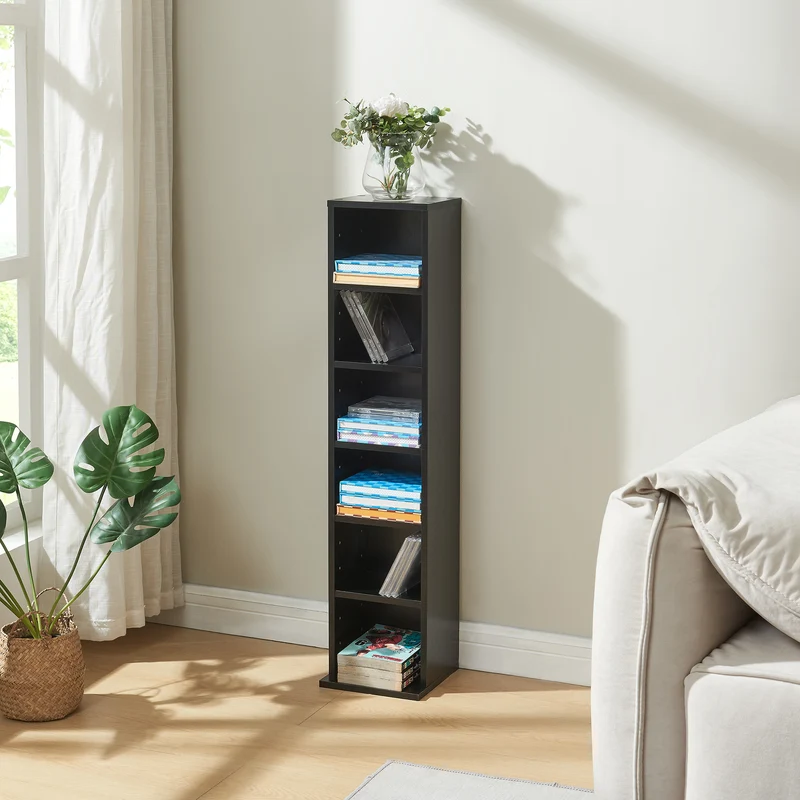 Estantería para CD Tynset 90x20x20 cm con 6 compartimentos [en.casa]
