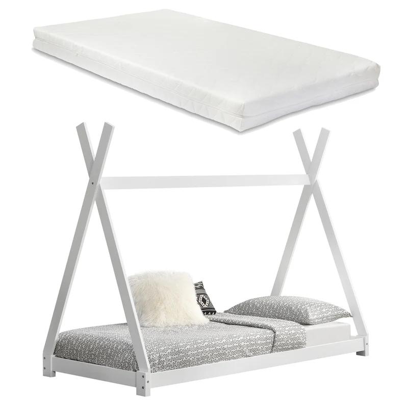 Cama infantil Onejda 90x200 cm con colchón de espuma fría en varios colores [en.casa]