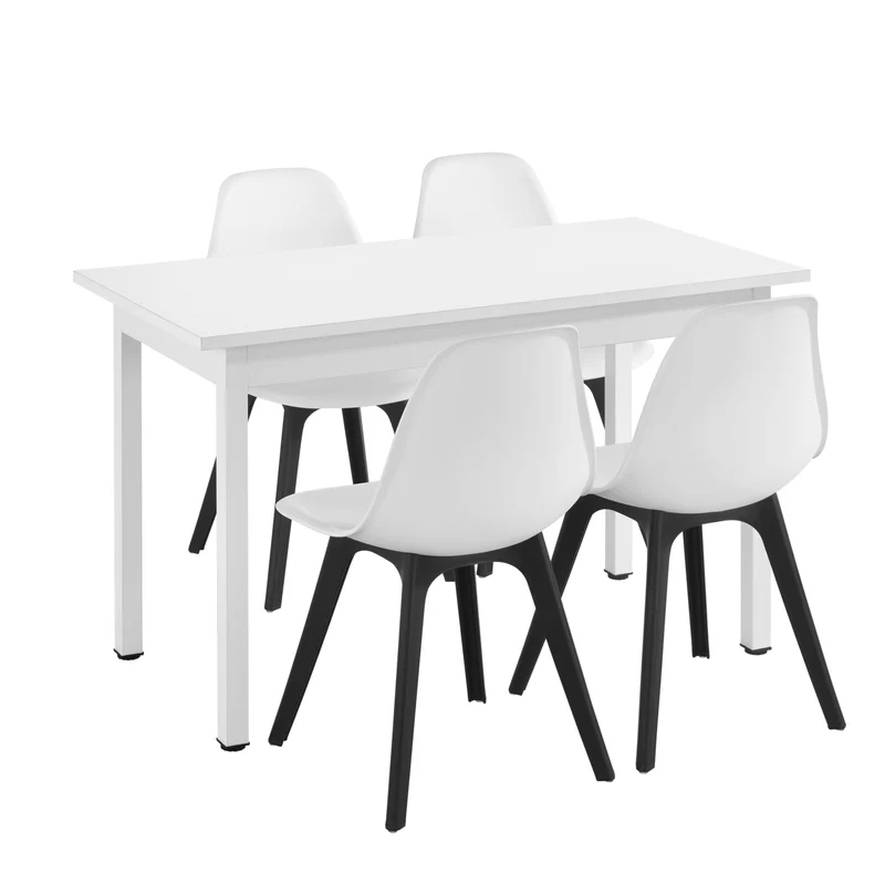 Grupo de comedor Horten 5 piezas Mesa 120x60 cm Blanco [en.casa]