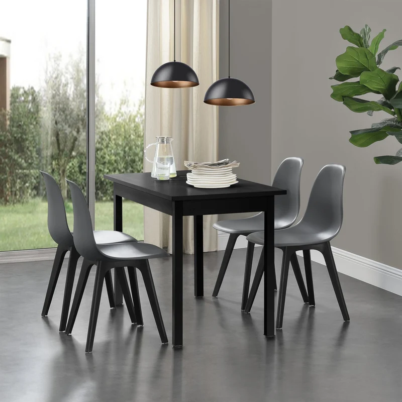 Grupo de comedor Horten 5 piezas Mesa 120x60 cm Blanco [en.casa]