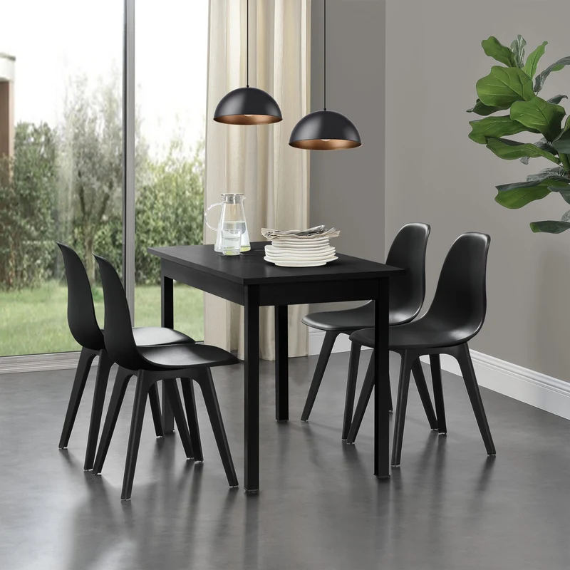 Grupo de comedor Horten 5 piezas Mesa 120x60 cm Blanco [en.casa]