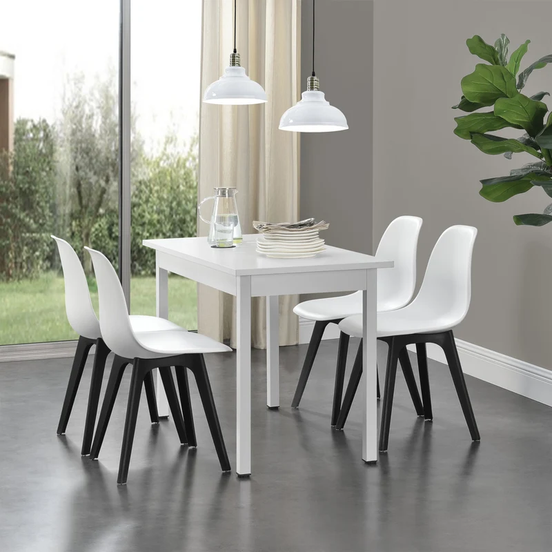 Grupo de comedor Horten 5 piezas Mesa 120x60 cm Blanco [en.casa]