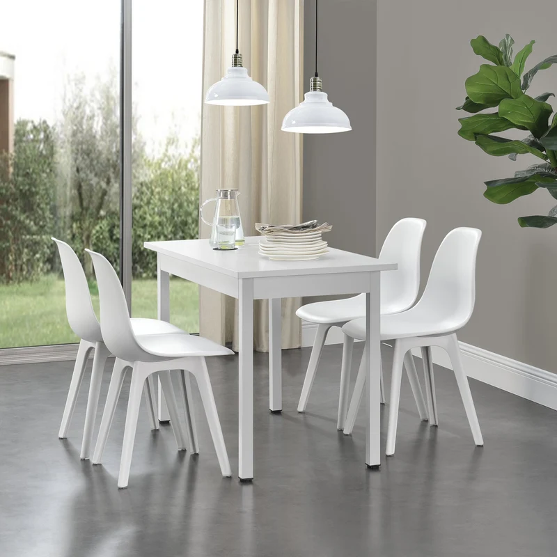 Grupo de comedor Horten 5 piezas Mesa 120x60 cm Blanco [en.casa]