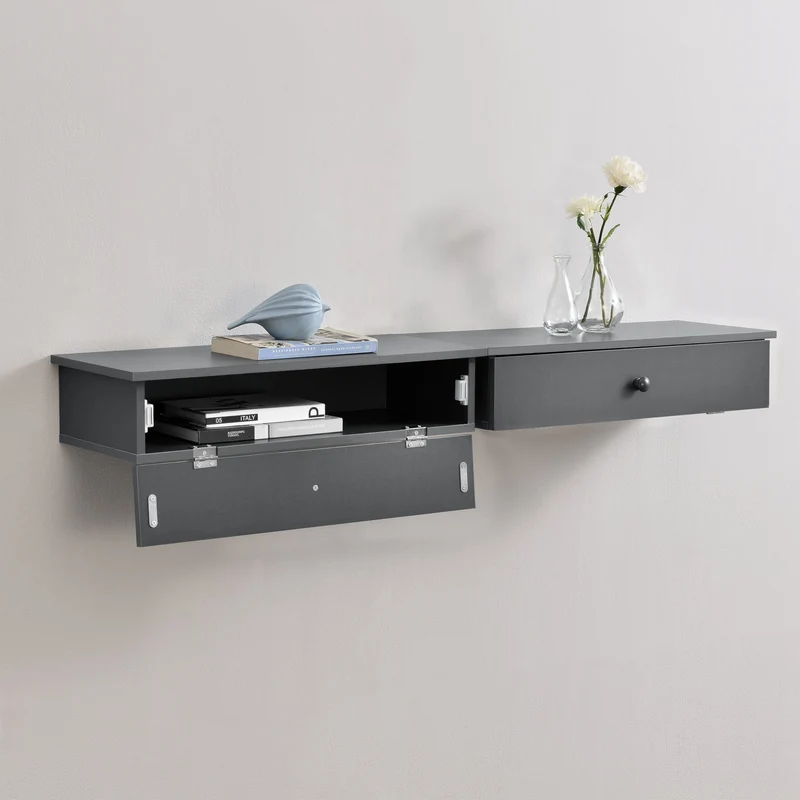 Estantería de pared Larvik con compartimento de almacenamiento Gris oscuro en.casa