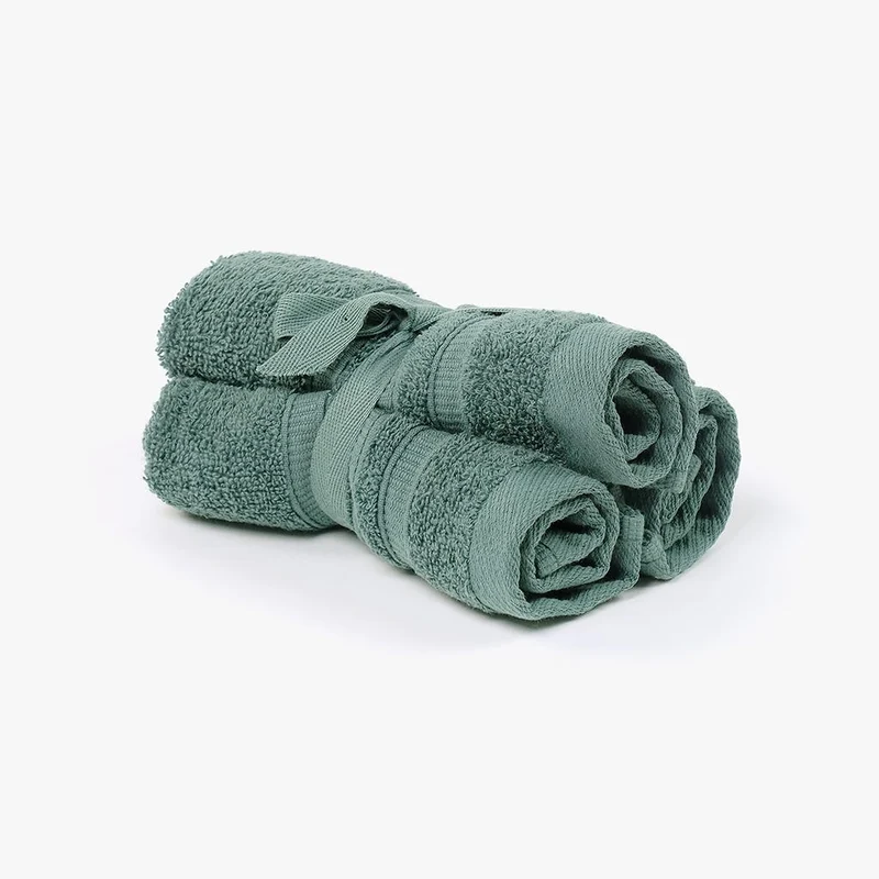 Conjunto Toalhetes de Algodão Verde Escuro 4EVERYDAY
