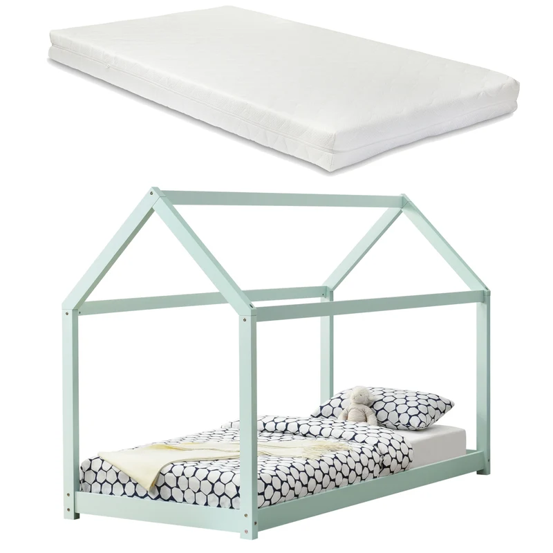 Cama infantil Netstal 90x200 cm con colchón de espuma fría natural [en.casa]