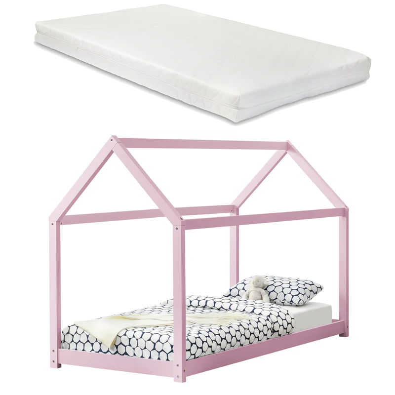 Cama infantil Netstal 90x200 cm con colchón de espuma fría natural [en.casa]