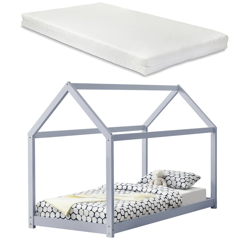 Cama infantil Netstal 90x200 cm con colchón de espuma fría natural [en.casa]
