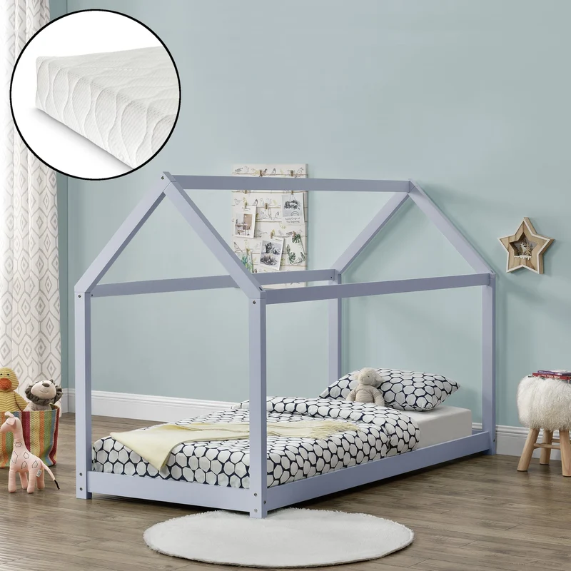 Cama infantil Netstal 90x200 cm con colchón de espuma fría natural [en.casa]