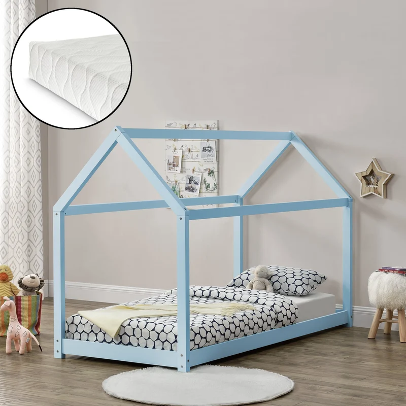 Cama infantil Netstal 90x200 cm con colchón de espuma fría natural [en.casa]
