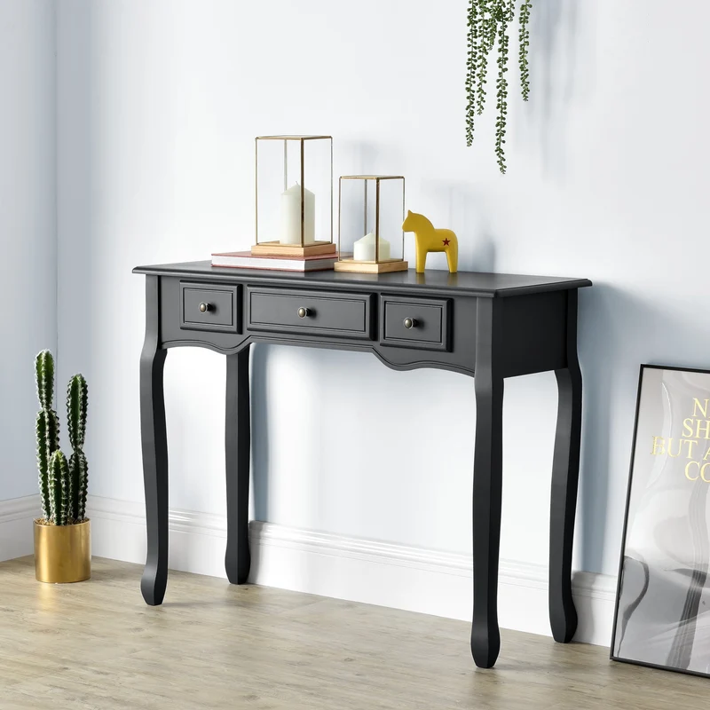 Mesa consola Cuerno de ciervo 100x35x78cm con 3 cajones en varios colores [en.casa]