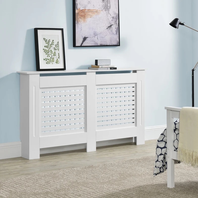 [en.casa]® Cubre Radiador - En diferentes medidas - Decoración Radiator - Tapar la calefacción - MDF - Blanco