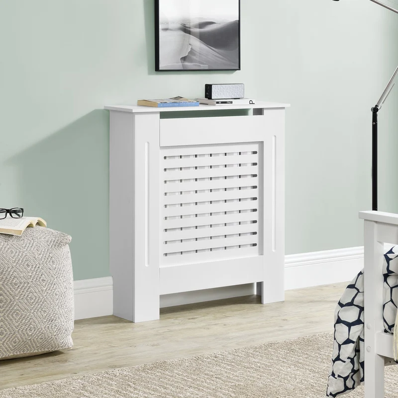 [en.casa]® Cubre Radiador - En diferentes medidas - Decoración Radiator - Tapar la calefacción - MDF - Blanco