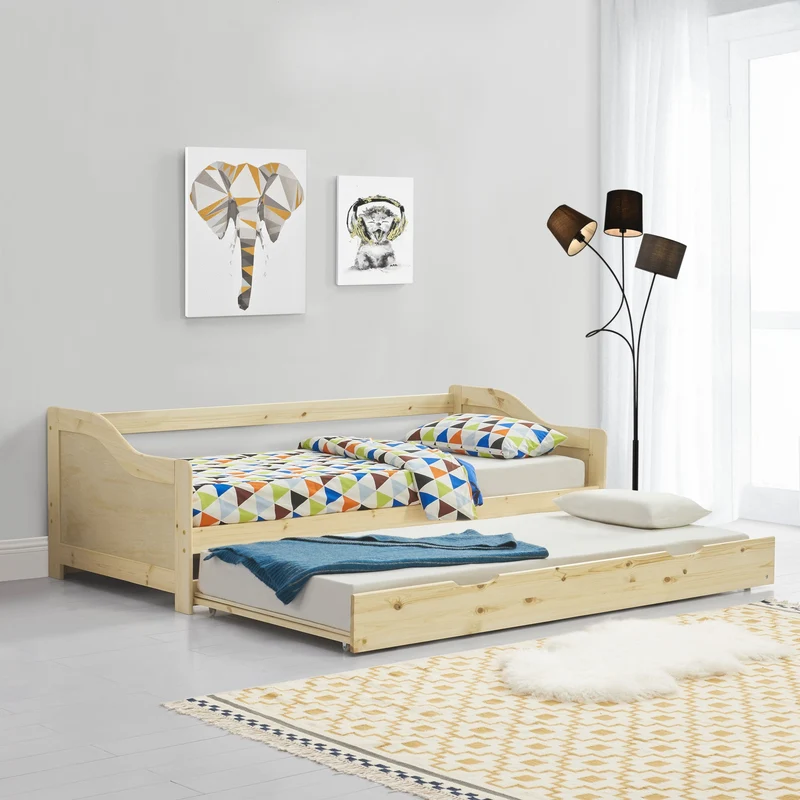 Cama doble 90x200 cm con somier de lamas [en.casa]