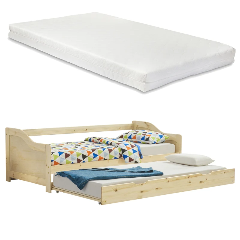 Cama tándem 90x200 cm con 2 colchones en.casa
