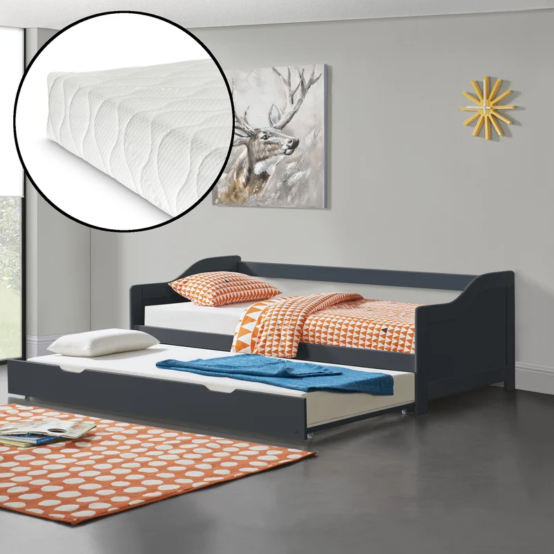Cama tándem 90x200 cm con 2 colchones en.casa
