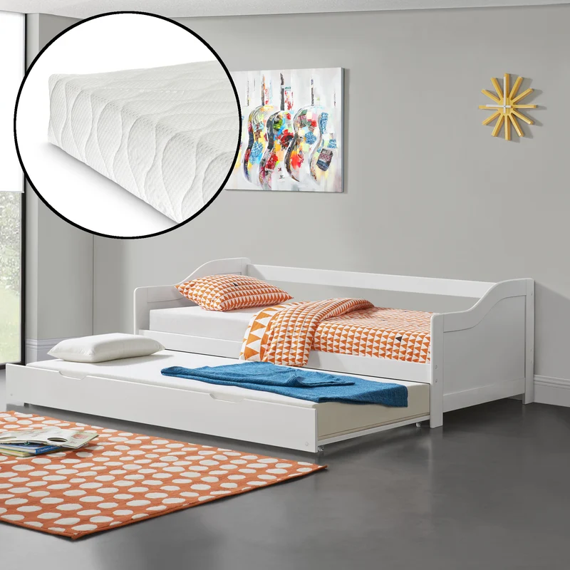 Cama tándem 90x200 cm con 2 colchones en.casa