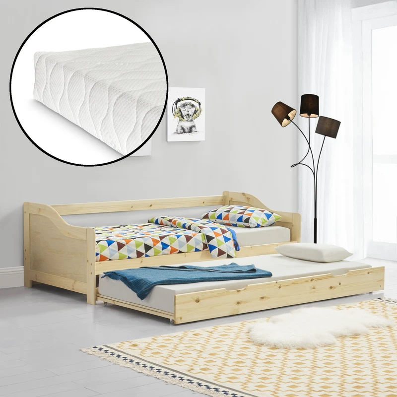 Cama tándem 90x200 cm con 2 colchones en.casa