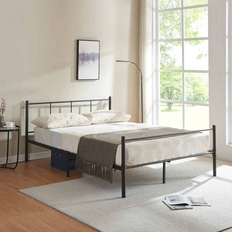 Cama de metal Laos negra en varios tamaños [en.casa]
