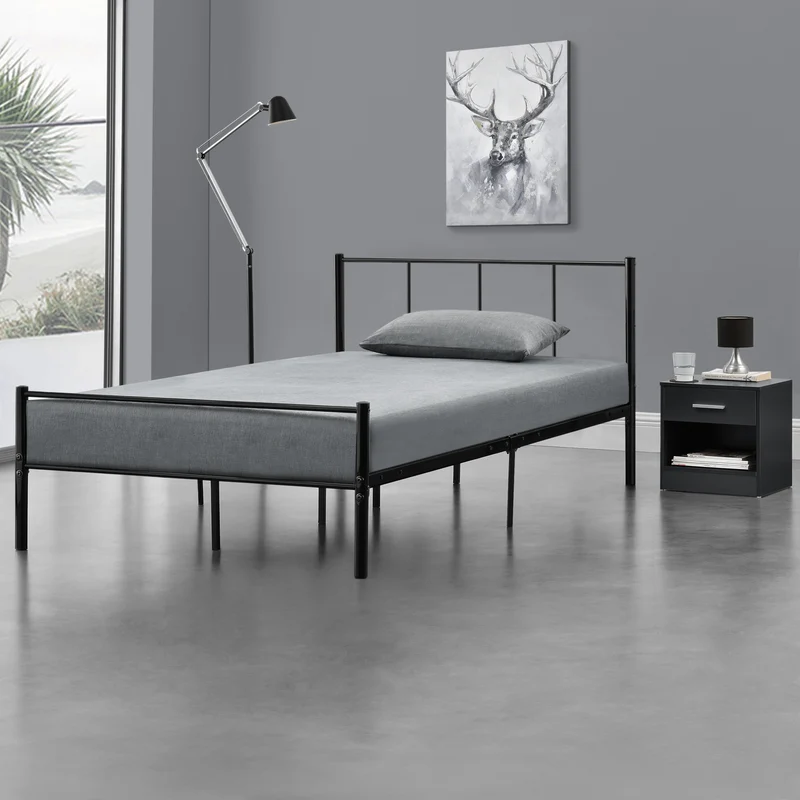 Cama de metal Laos negra en varios tamaños [en.casa]