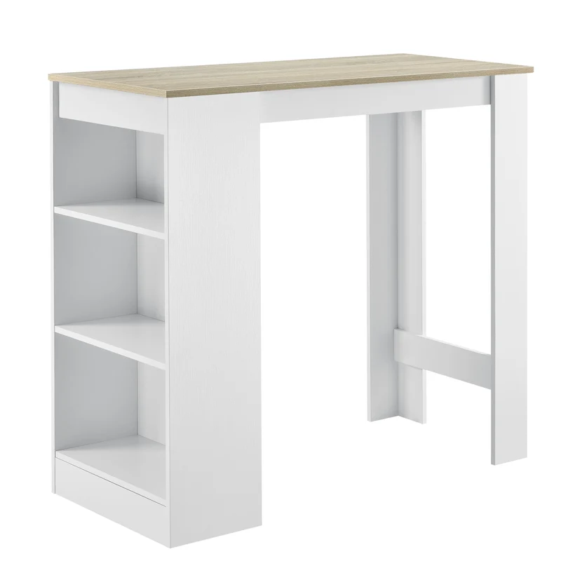 Mesa de bar Kouvola con 3 compartimentos 110x50x103 cm en varios colores [en.casa]