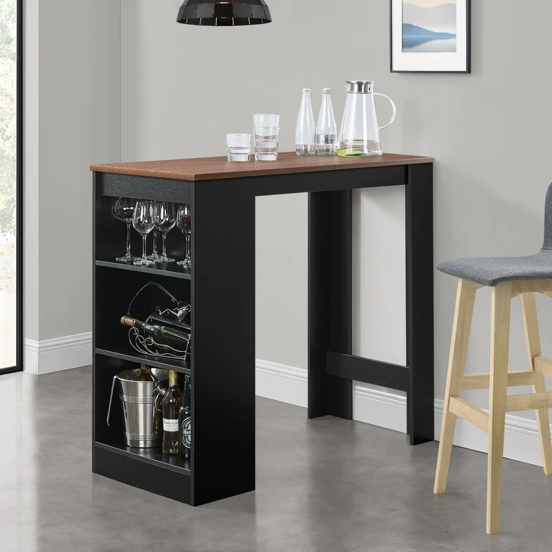 Mesa de bar Kouvola con 3 compartimentos 110x50x103 cm en varios colores [en.casa]