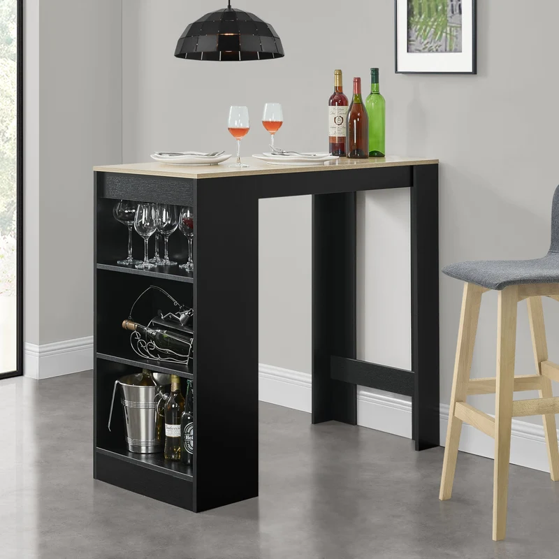 Mesa de bar Kouvola con 3 compartimentos 110x50x103 cm en varios colores [en.casa]