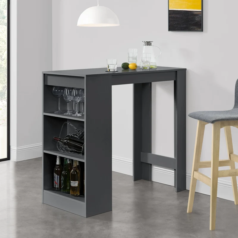 Mesa de bar Kouvola con 3 compartimentos 110x50x103 cm en varios colores [en.casa]