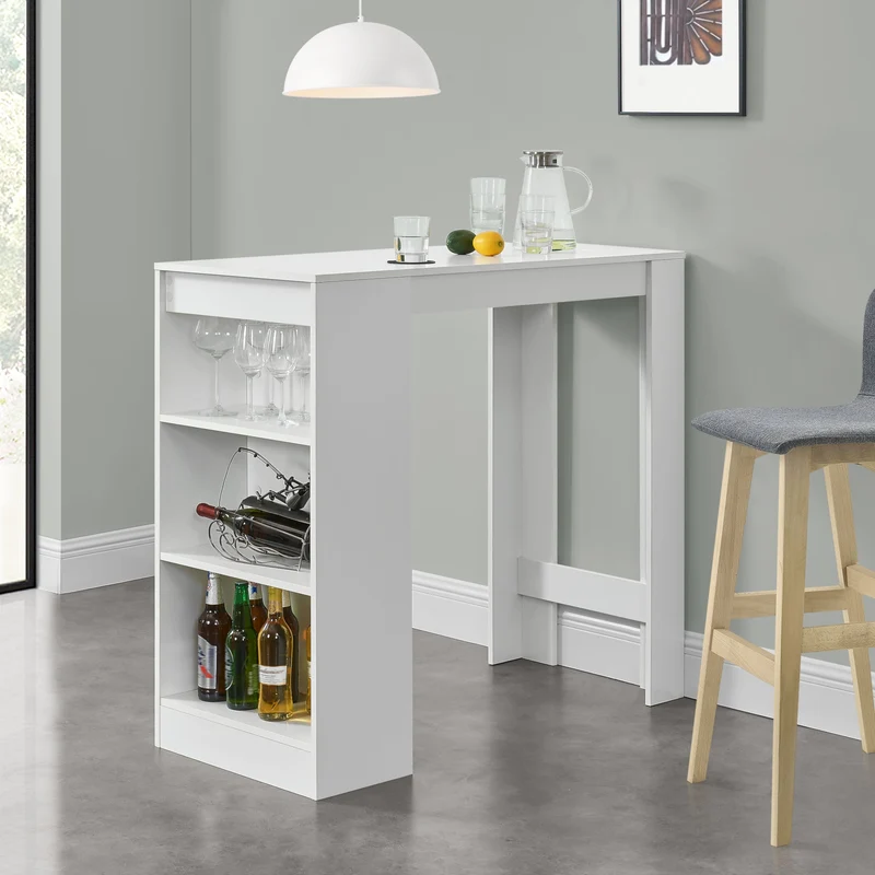 Mesa de bar Kouvola con 3 compartimentos 110x50x103 cm en varios colores [en.casa]