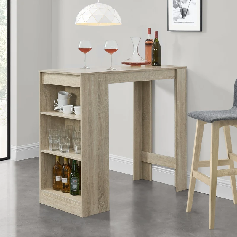 Mesa de bar Kouvola con 3 compartimentos 110x50x103 cm en varios colores [en.casa]