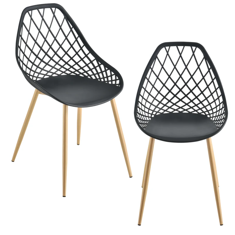 Set de 2 sillas de comedor Varsovia de plástico con aspecto de haya en.casa