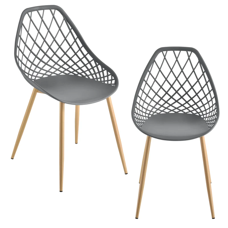Set de 2 sillas de comedor Varsovia de plástico con aspecto de haya en.casa